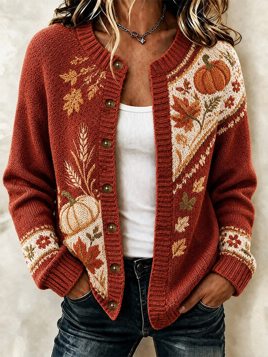 Women's Cozy Season Printed Casual Cardigan