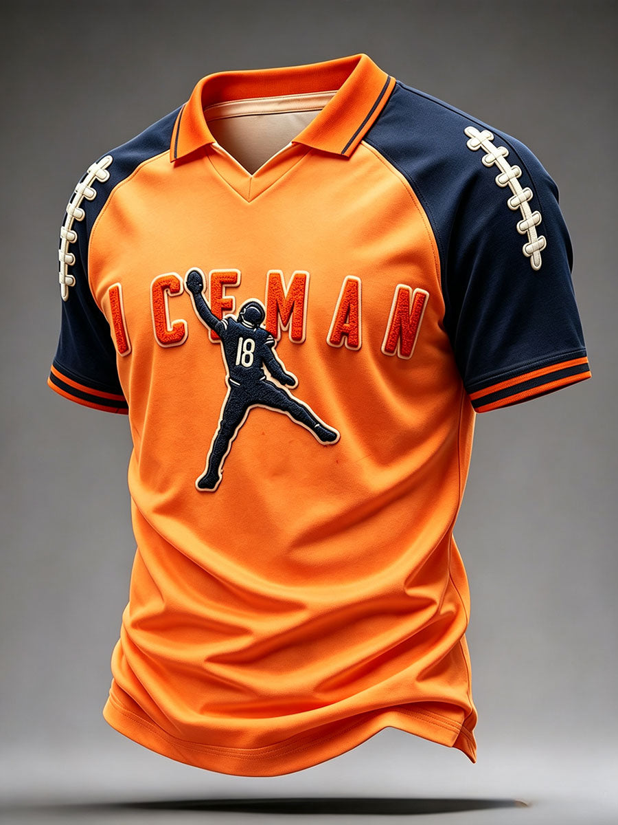 Men's Chicago Football Lover Bear Art Printed Casual Tops