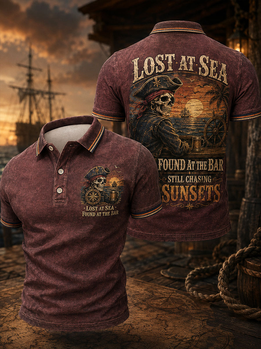 Men's "LOST AT SEA FOUND AT THE BAR STILL CHASING SUNSETS" Tops