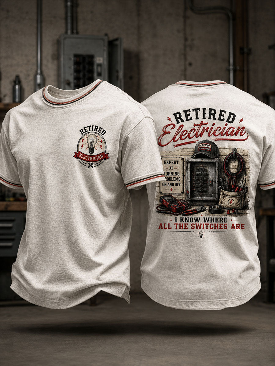 Men's "retired electrician I know where all the switches are" electrician T-shirts