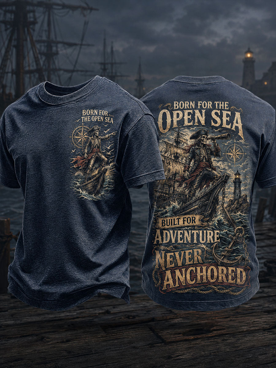 Men's "BORN FOR THE OPEN SEA BUILT FOR ADVENTURE NEVER ANCHORED" tops