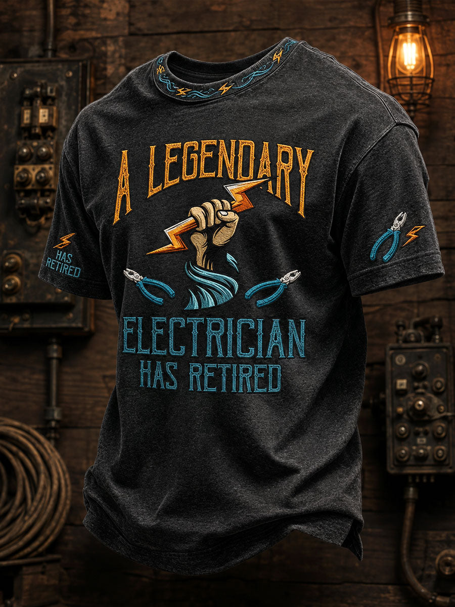 Men's "A legendary electrician has retired" electrician T-shirts