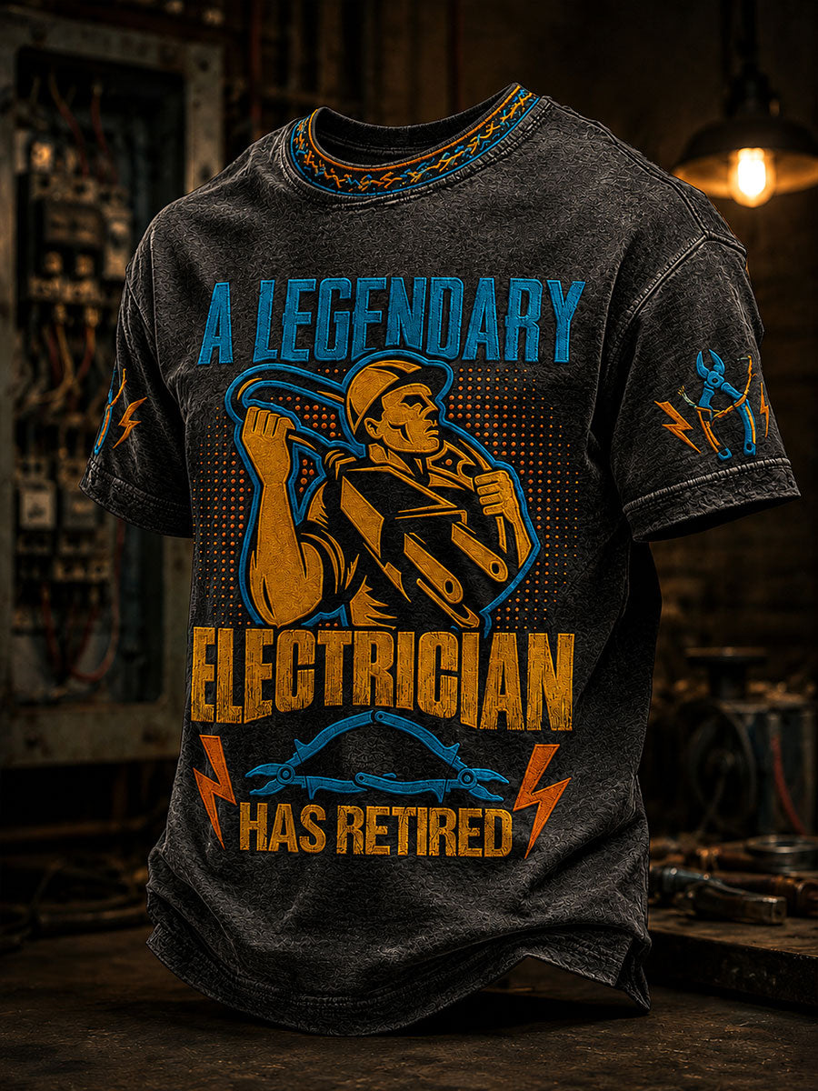 Men's "A legendary electrician has retired" electrician T-shirts