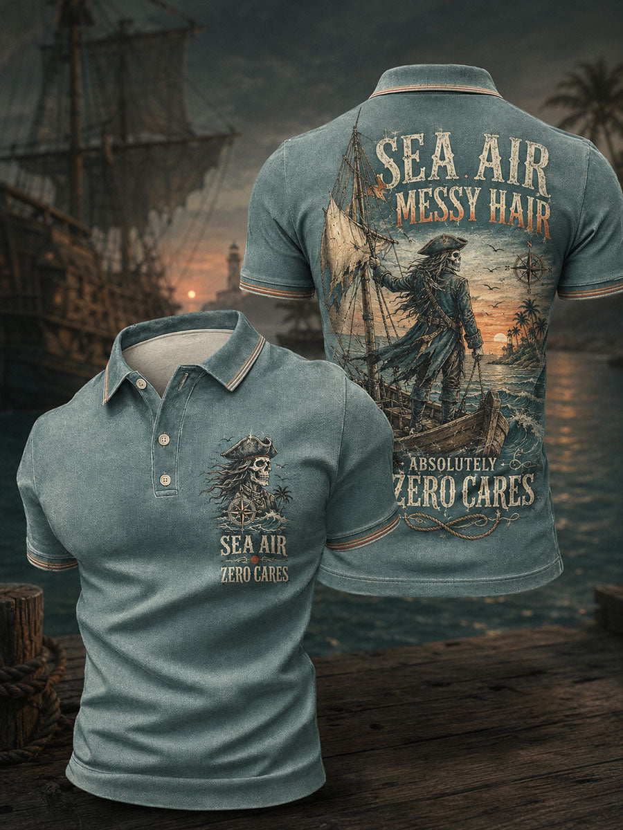 Men's "SEA AIR MESSY HAIR ABSOLUTELY ZERO CARES" Tops