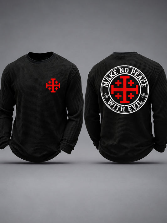 Men's Make No Peace With Evil Casual Waffle Long Sleeve Top