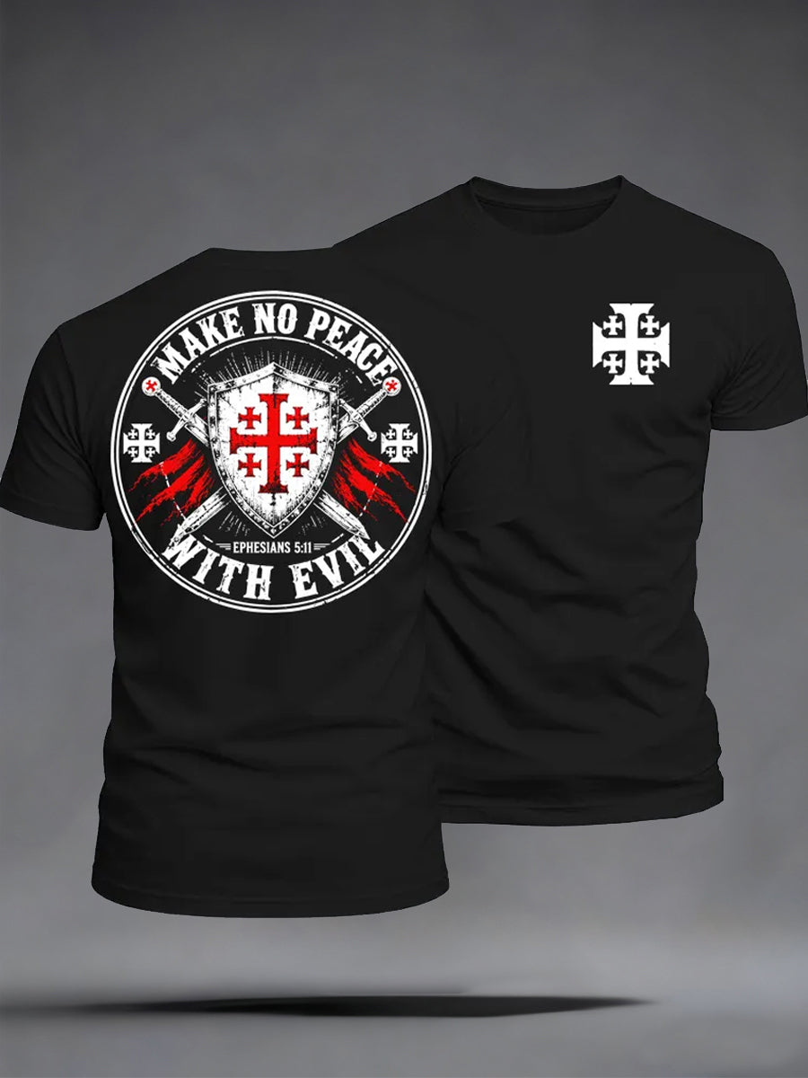 Men's Make No Peace With Evil Print Casual Tee