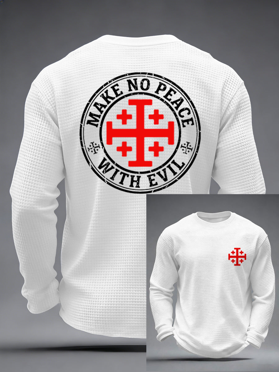 Men's Make No Peace With Evil Casual Waffle Long Sleeve Top