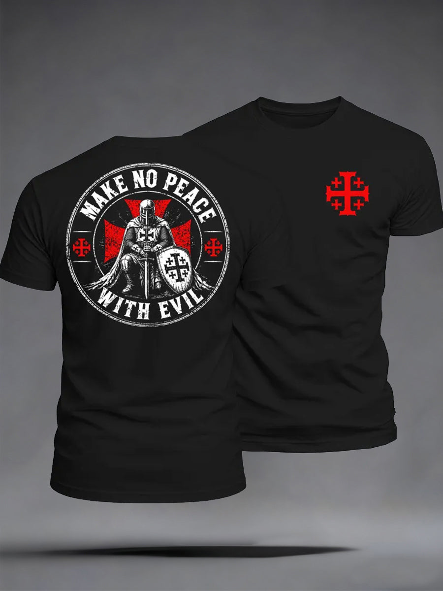 Men's Make No Peace With Evil Print Casual Tee