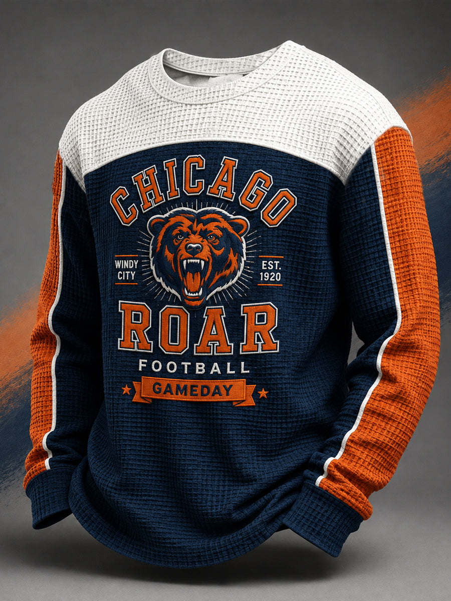 Men's Football Gameday Gift For Football Fans Casual Waffle Sweatshirt