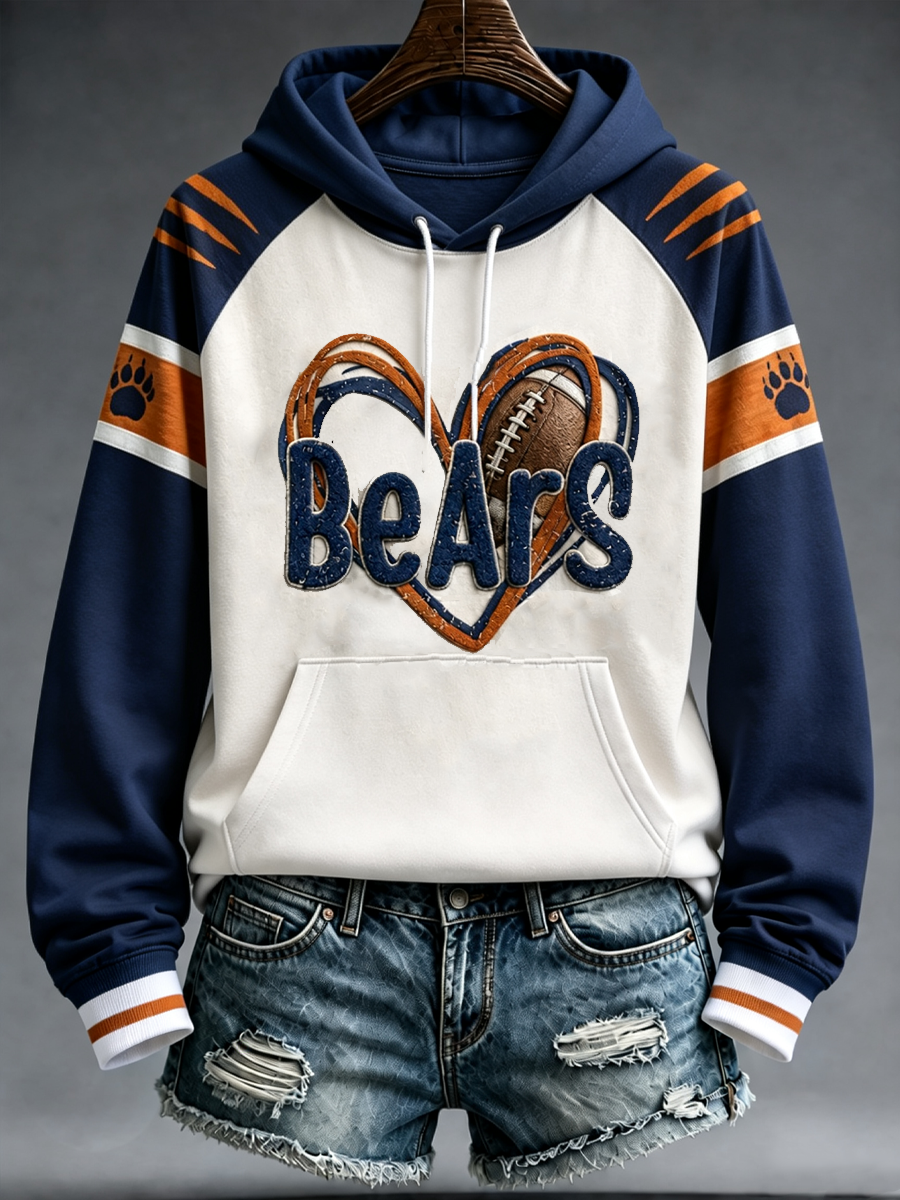 Women's Chicago Football Lover Bears Art Printed hoodie