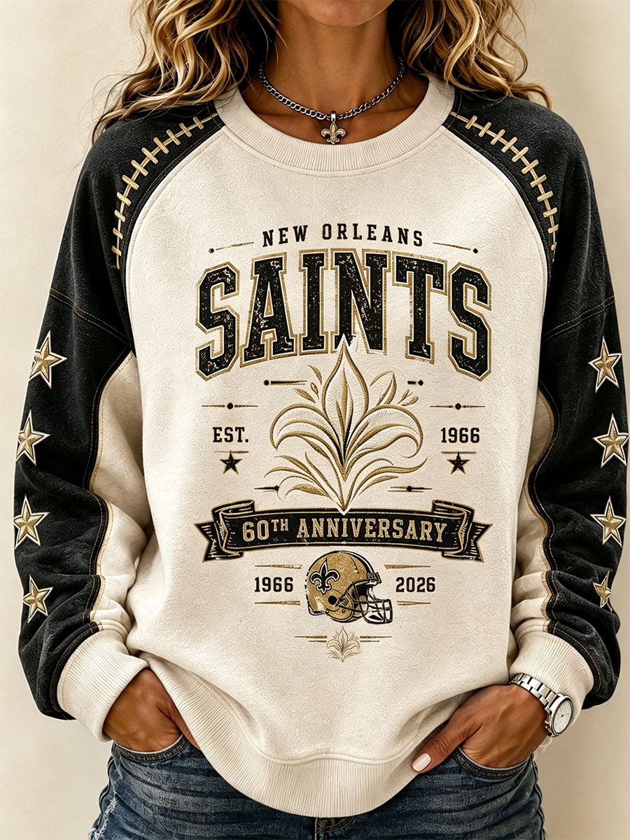 Women's New Orleans Saints Raglan Sleeve Sweatshirt