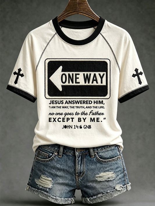 Women's faith-themed fun pattern casual short-sleeve T-shirt