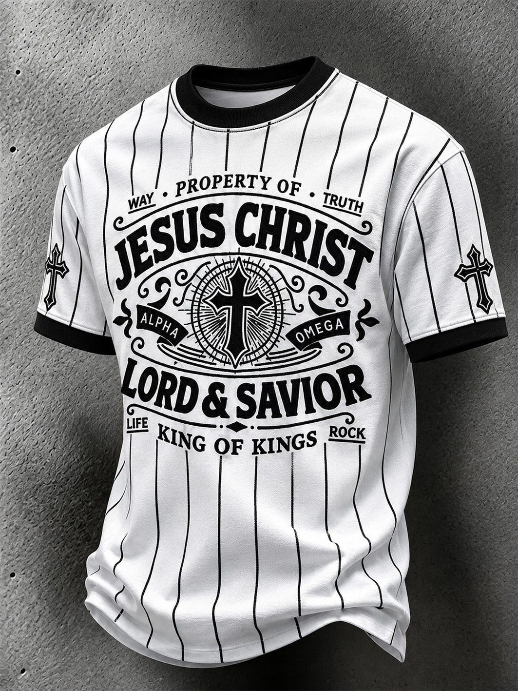 Men's faith-themed fun pattern casual short-sleeve T-shirt