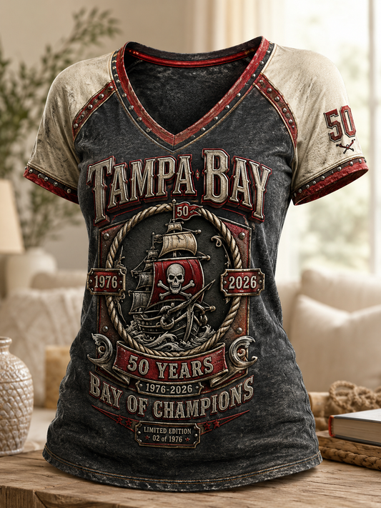 Women's V-Neck Off-Shoulder Short-Sleeved T-Shirt