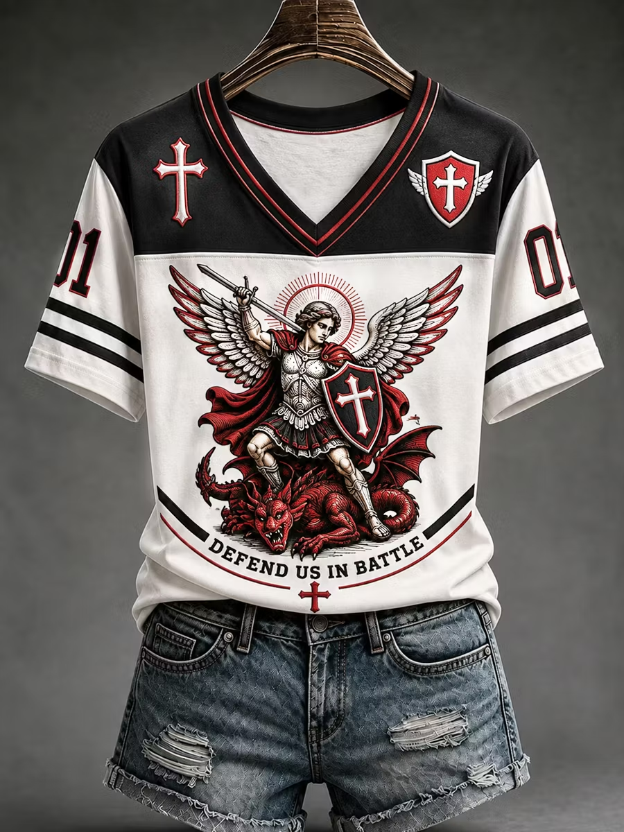 Women'sRetro Saint Michael the Archangel Short-sleeved T-shirt