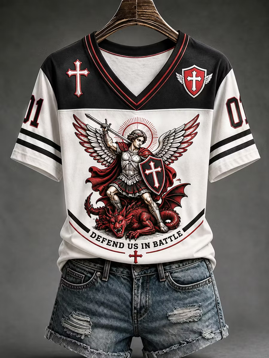 Women'sRetro Saint Michael the Archangel Short-sleeved T-shirt