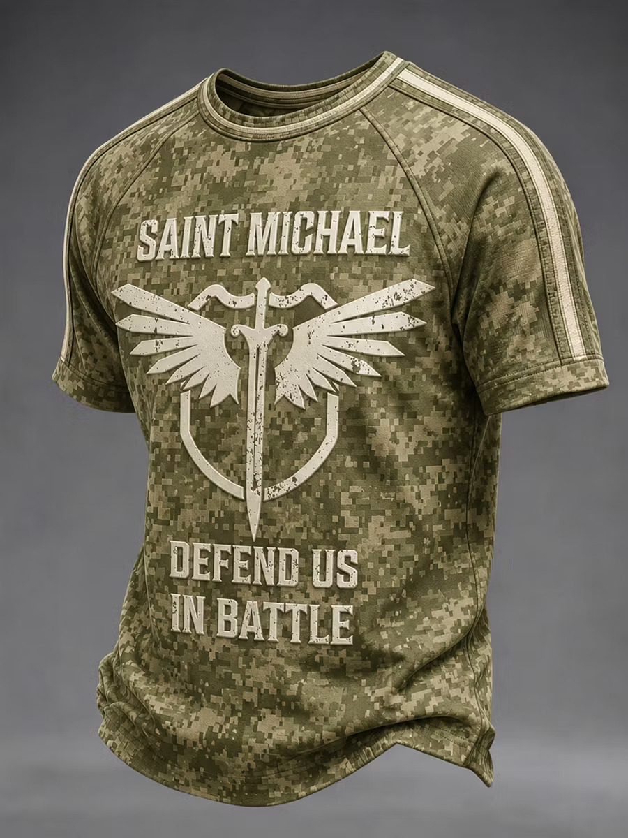 Men's Retro Saint Michael the Archangel Short Sleeve T-shirt