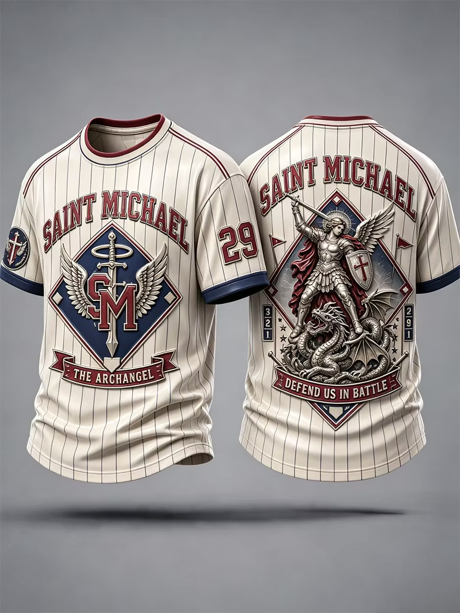 Men's Retro Saint Michael the Archangel Short Sleeves T-shirt