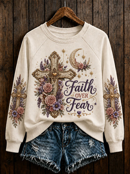 Women's Floral Cross Print Casual Sweatshirt