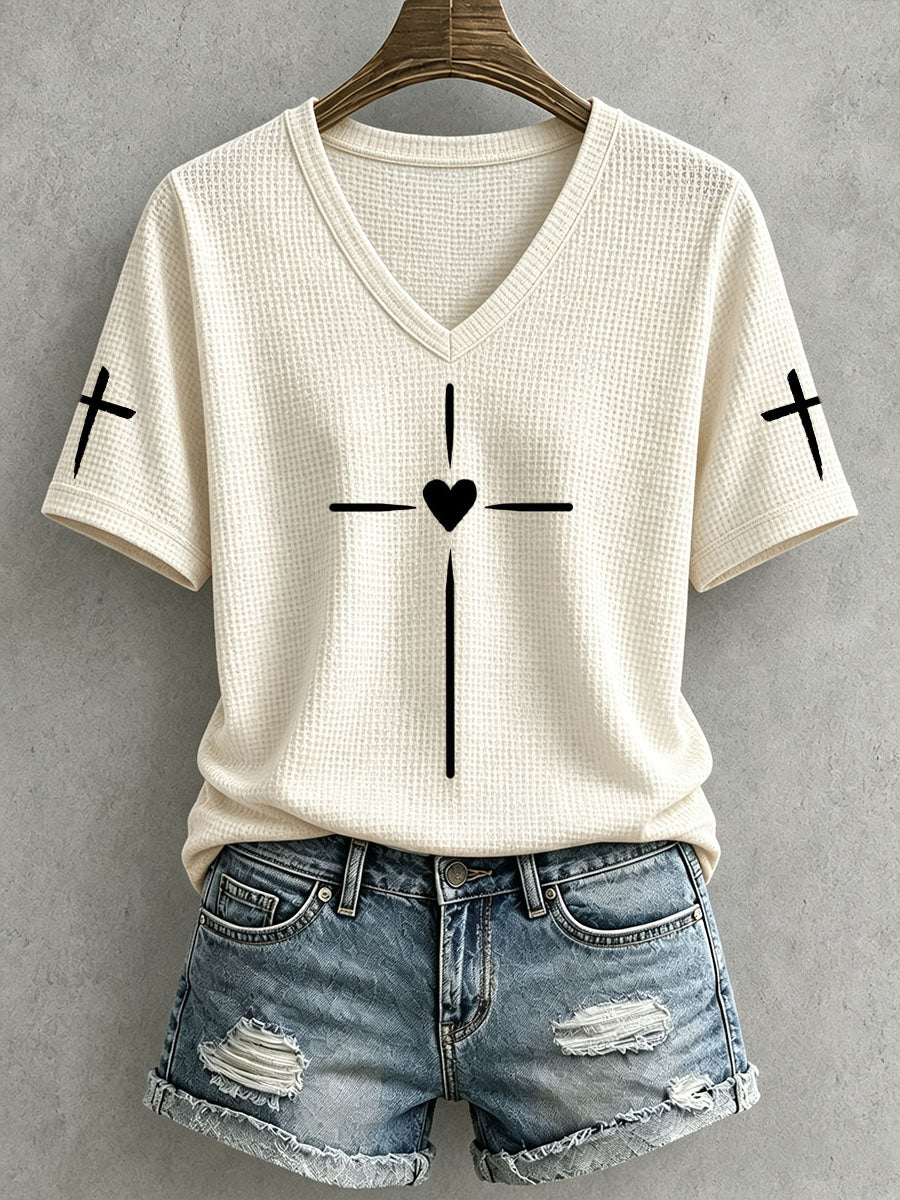 Women's Faith Cross Waffle Top