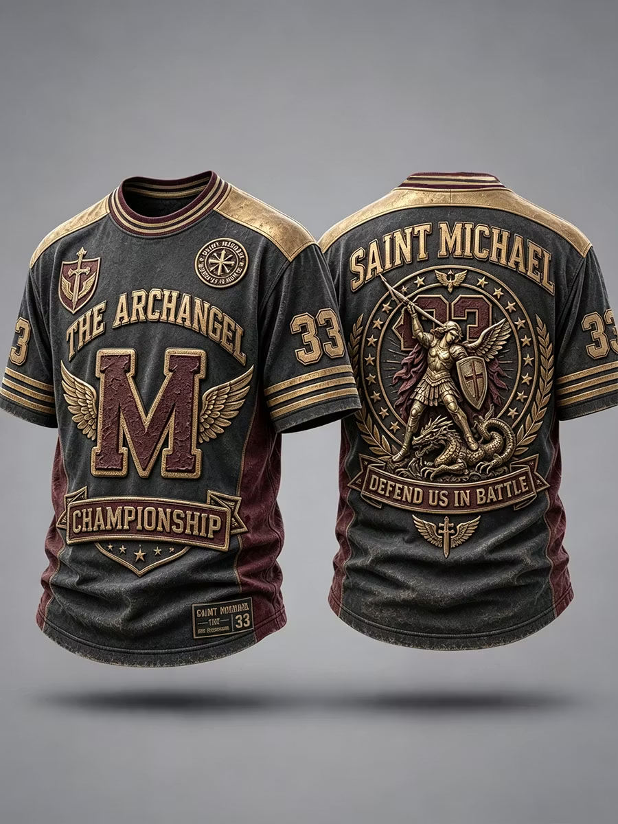 Men's Retro Saint Michael the Archangel Short Sleeves T-shirt