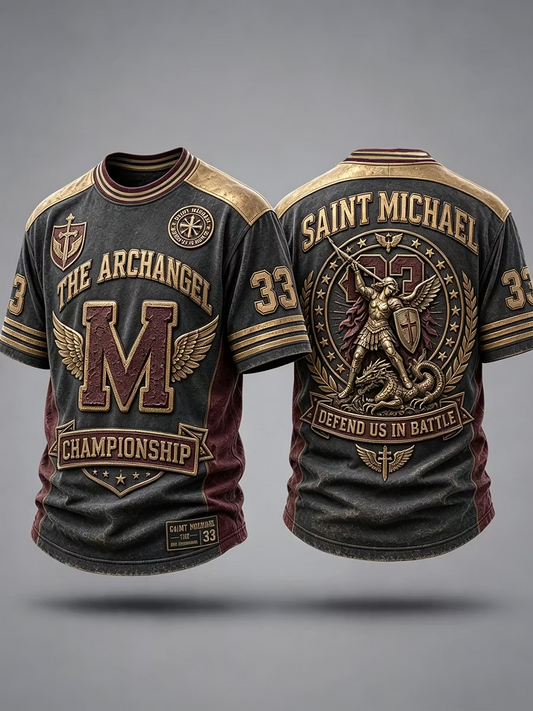 Men's Retro Saint Michael the Archangel Short Sleeves T-shirt
