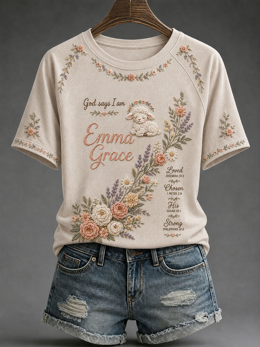 Women's Floral Cross Print Casual T-Shirt