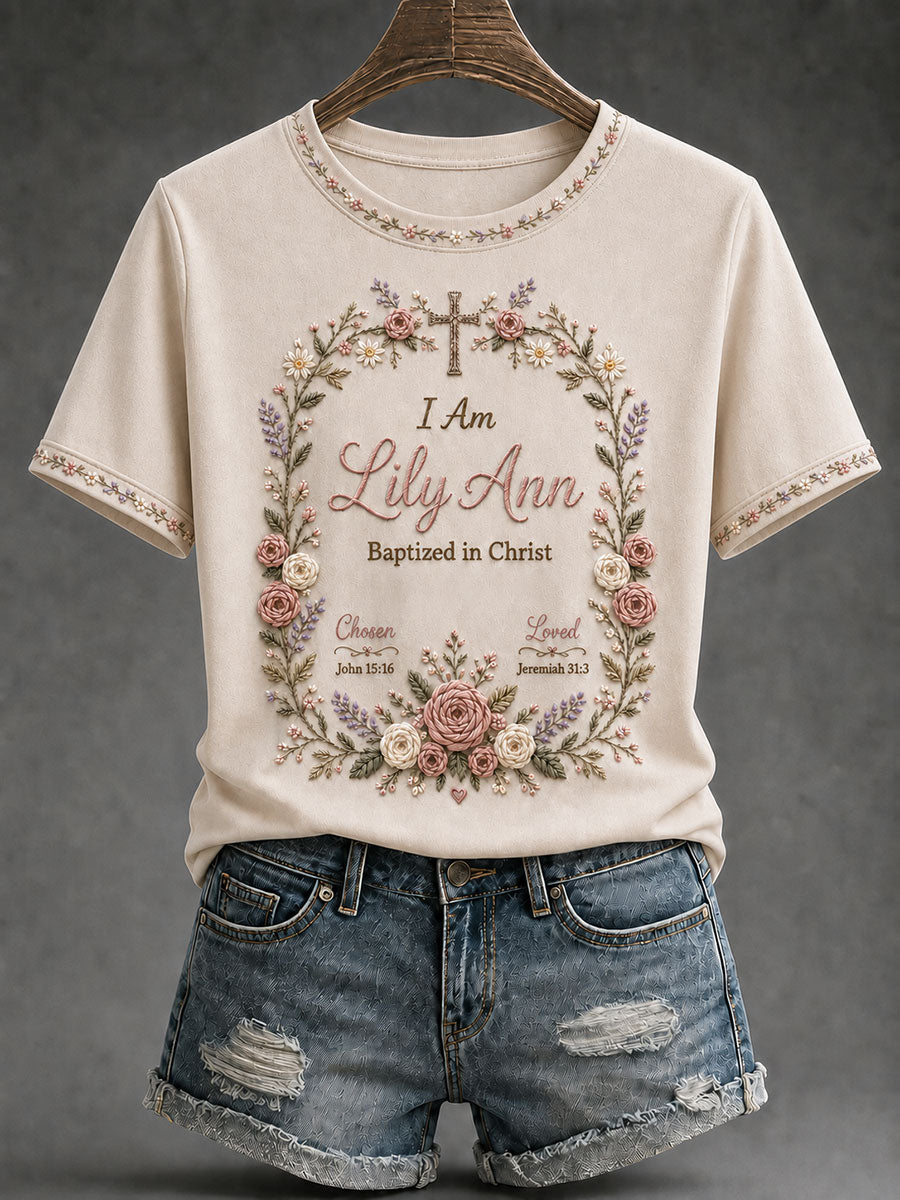 Women's Floral Cross Print Casual T-Shirt