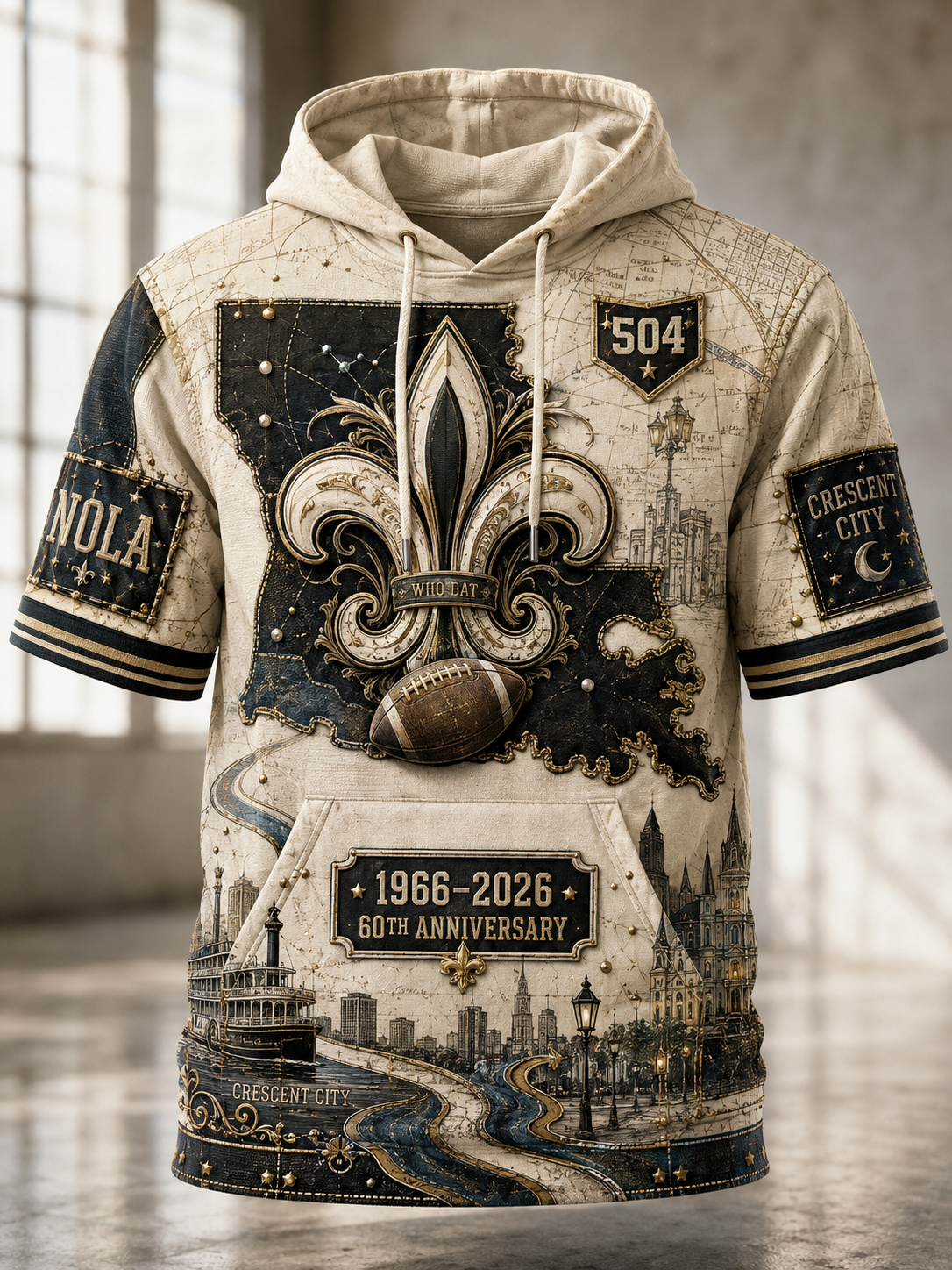 Men's New Orleans Saints Casual Short Sleeve Hoodie