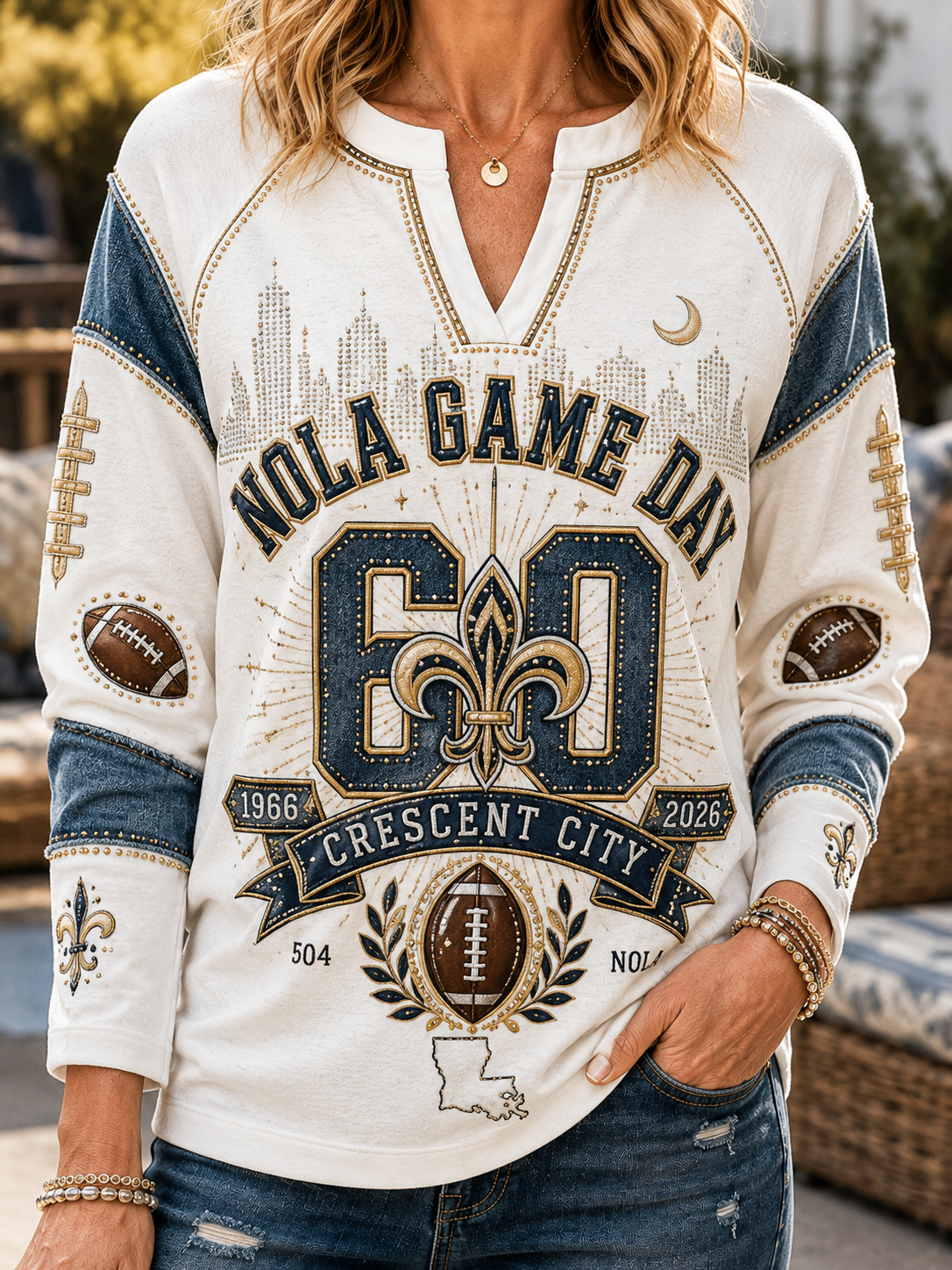 Women's New Orleans Saints Cotton-Linen Long-Sleeve T-Shirt