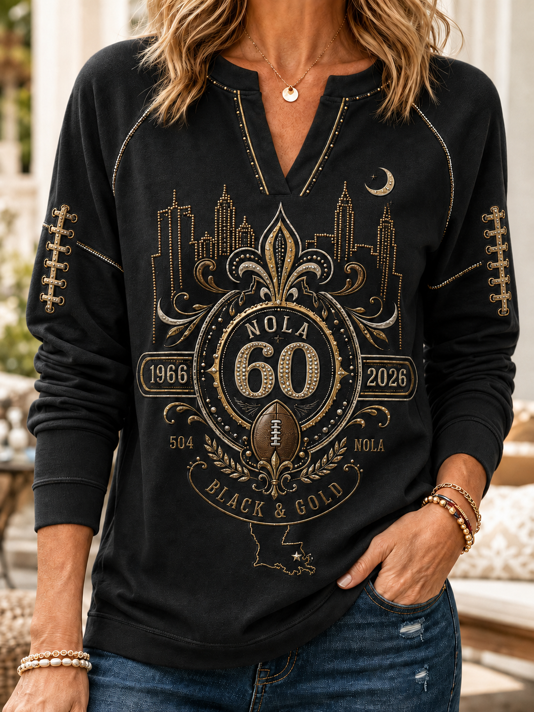 Women's New Orleans Saints Cotton-Linen Long-Sleeve T-Shirt