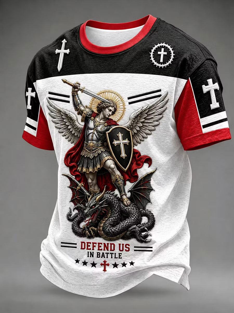 Men's Saint Michael Defend Us In Battle Short Sleeves T-shirt