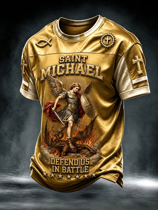 Men's Saint Michael Defend Us In Battle Short Sleeves T-shirt