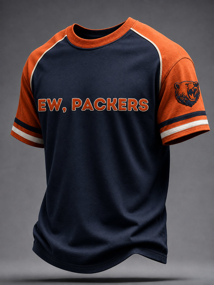 Men's Chicago Football Lover Bear Art Printed T-shirt