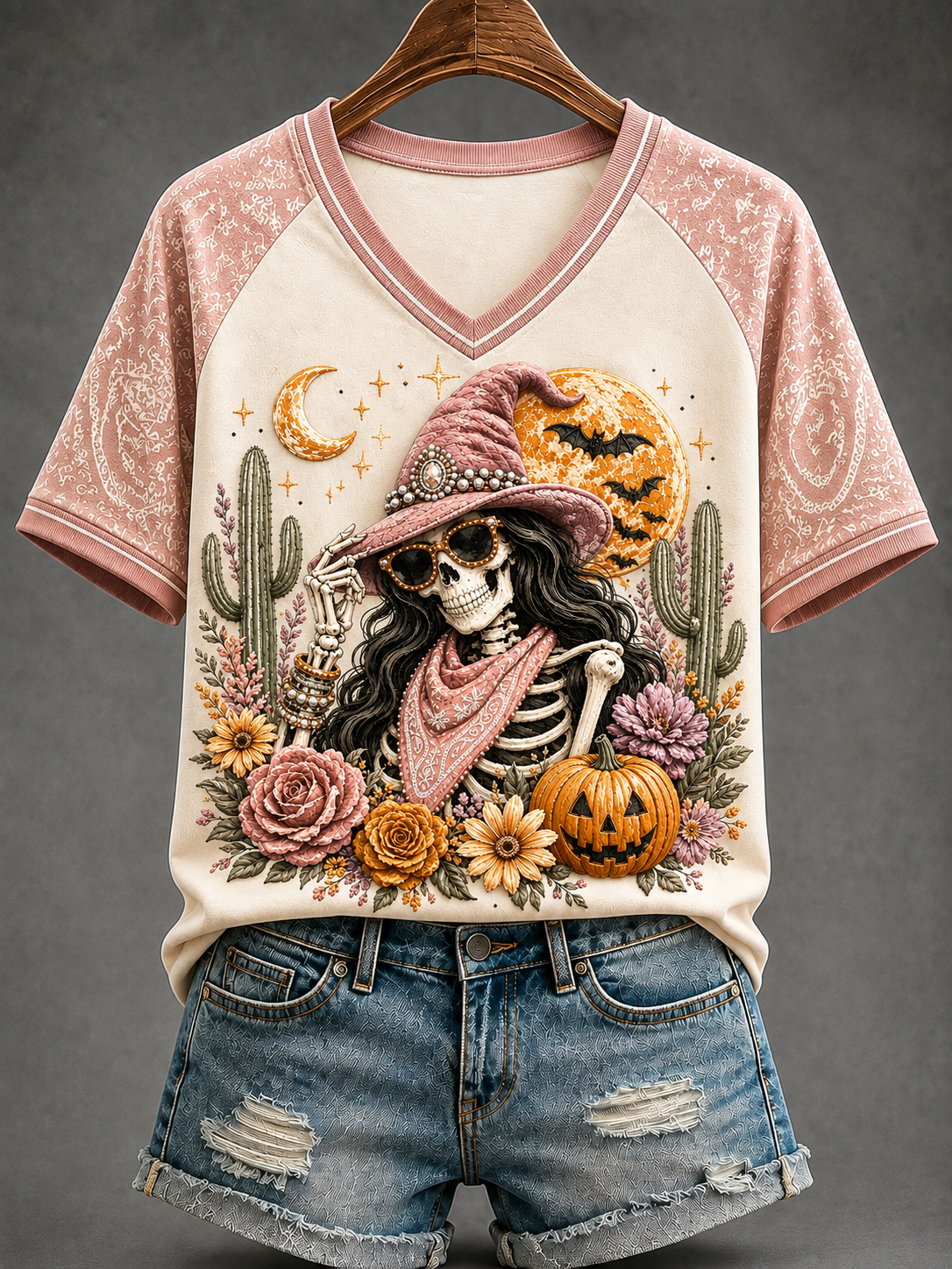 Women's Western Witch V-neck Off-shoulder Short-sleeved T-shirt