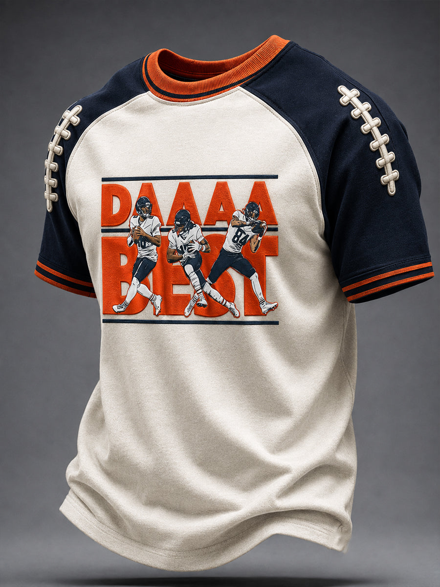 Men's Chicago Football Lover Bear Art Printed T-shirt