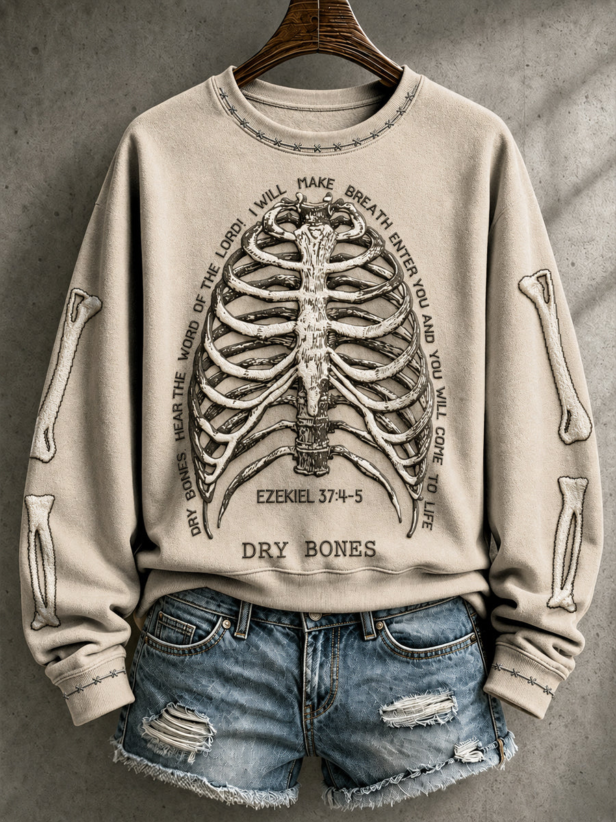 Women's Halloween Faith Lover Dry Bones Come Alive Printed Sweatshirt