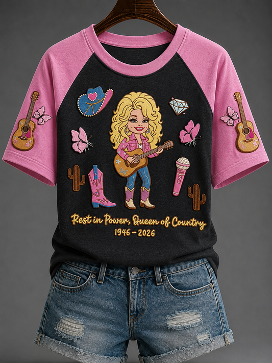 Women's Famous Singer Memorial V-neck Off-shoulder Short-sleeved T-shirt