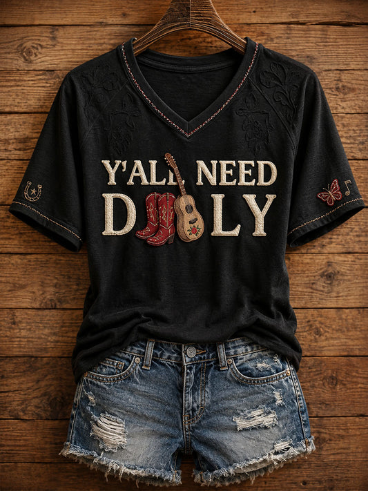 Women's Rip Country Music Lover Queen of Country Printed T-shirt