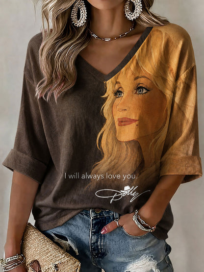 Women’s Country Music Print Casual T-Shirt