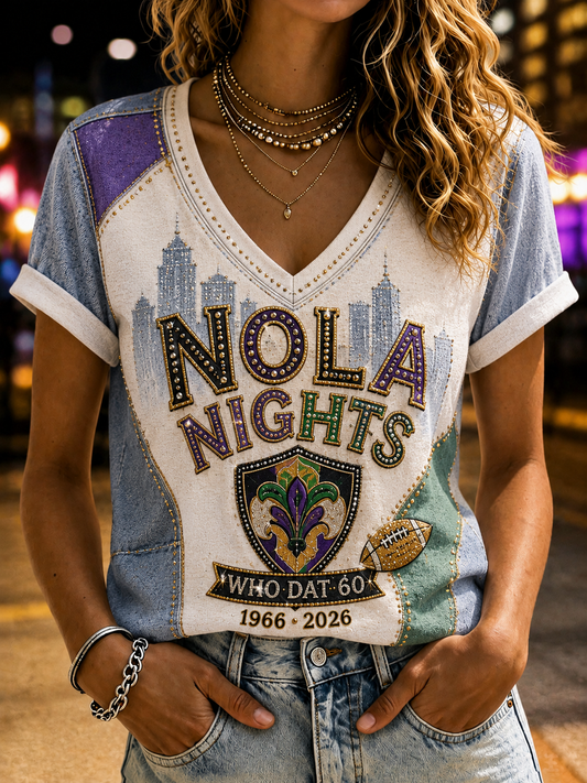 Women's V-Neck Off-Shoulder Short-Sleeved T-Shirt