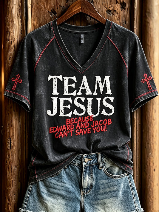 Women's faith-themed fun slogan pattern printed casual short-sleeve T-shirt