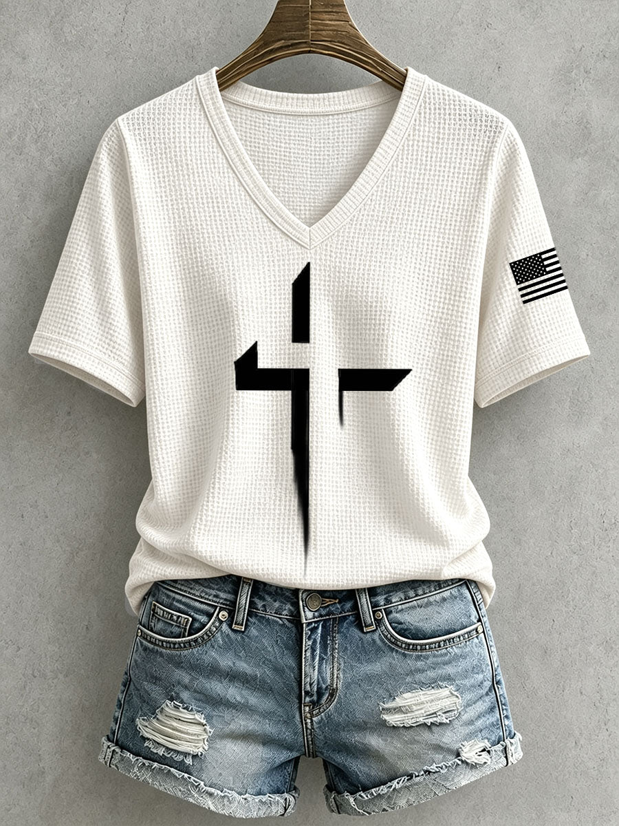 Women's Faith Cross Waffle Top