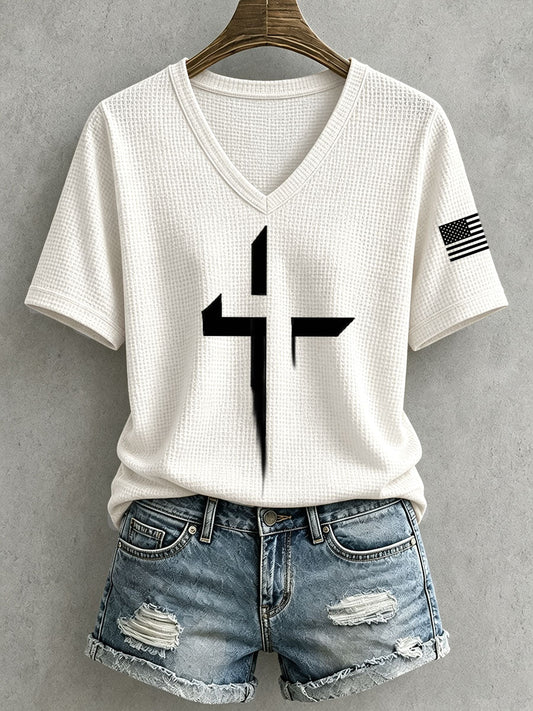 Women's Faith Cross Waffle Top