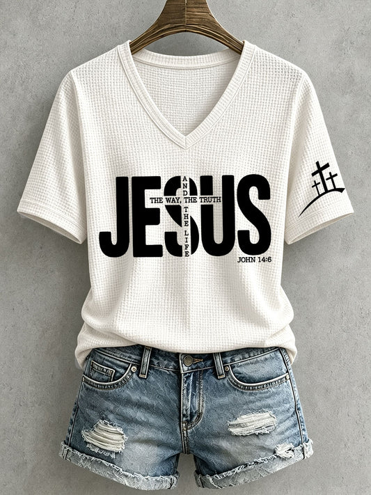 Women's Jesus The Way The Truth And The Life Waffle Top